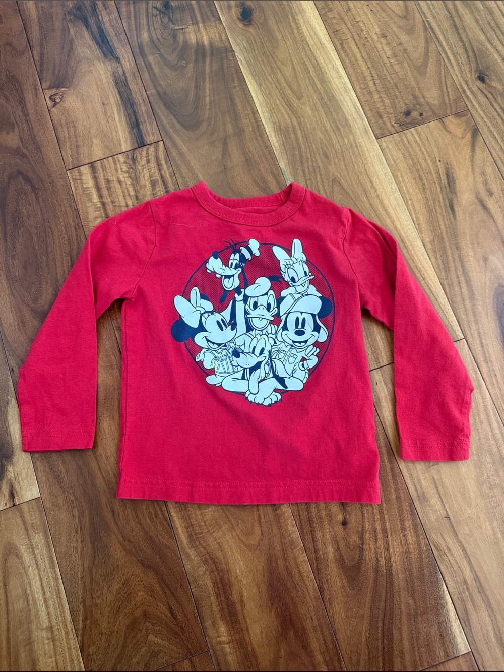 GAP Red Long-Sleeve Disney Character Tee